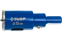 Сверло алмазное по стеклу и кафелю ЗУБР трубчатое, 25 мм Арт. 29850-25