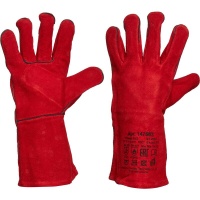 Краги спилковые пятипалые красные Россия Арт. 2297