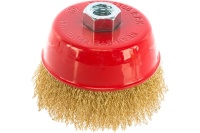 Корщетка-чашка 100мм, латунная волнистая проволока, М14, для УШМ, FIT Арт. 39270