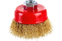 Корщетка-чашка 65мм, латунированная волнистая проволока М14, для УШМ. FIT Арт. 39265