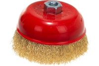 Корщетка-чашка 125мм, латунированная волнистая проволока, М14, Для УШМ КУРС FIT Арт. 39039