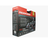 Набор акк инстр. PROFIPOWER УШМ E0080, гайк. E0081, перф. T0058, шуруп. T0056 и пила E0188 4Ач 2акк Арт. E0267