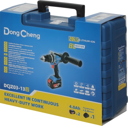 Дрель аккумуляторная уд DongCheng DCJZ03-13(TYPE EM) 20V*4Ah 120Нм 2 АКБ ЗУ кейс Арт. DCJZ03-13(TYPE EM)