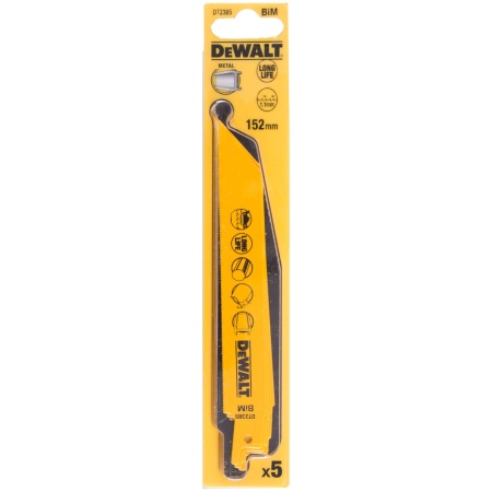Полотно сабел. по мет. DeWALT DT2385-QZ 152х1.1мм S922AF 5шт/упак. Арт. DT2385-QZ