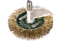Корщетка-колесо 50мм, со штифтом, стальная латунированная волнистая проволока, для дрели FIT Арт. 38505