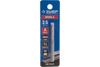 Сверло по металлу ЗУБР Проф-В Р6М5; класс А 2.5х57мм Арт. 29625-2.5